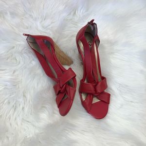 Seychelles Red Leather Heels Size 7.5